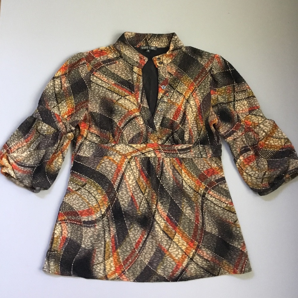 Y2K Boho Chk Texture Babydoll Top